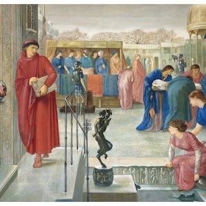 St Theophilus and the Angel; Martyrdom of St Dorothea | Edward Coley Burne-Jones | 1863 Pre-Raphaelite Print