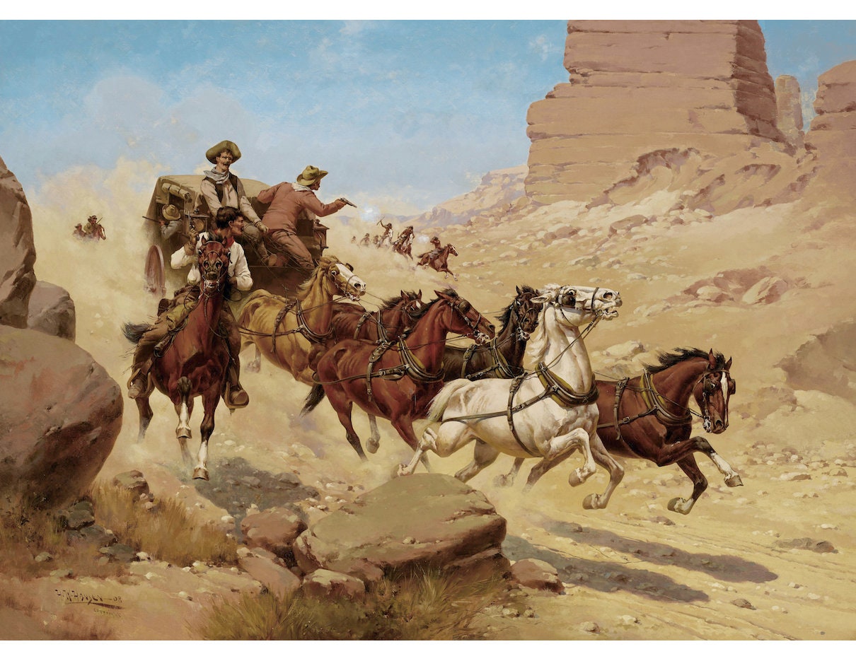 Attack On The Stagecoach Herman Wendleborg Hansen 1908 Wild West attack-on-the-stagecoach-herman-wendleborg-hansen-1908-wild-west