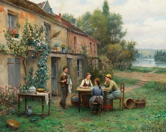 Coffee in the Garden | Daniel Ridgway Knight | Farmhouse Painting Print