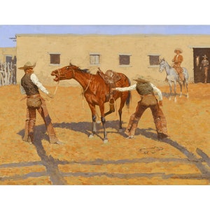 His First Lesson | Frederic Remington | 1903 Wild West Poster Print