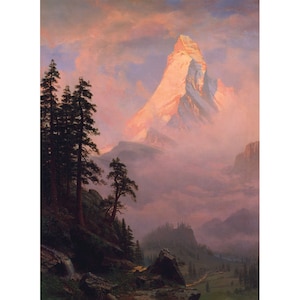 Sunrise on the Matterhorn | Albert Bierstadt | 1876 Swiss Alps Nature Painting Print
