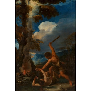 Cain Slaying Abel | Pier Francesco Mola | 1652 Renaissance Biblical Print