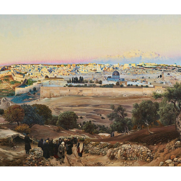 Jerusalem, From the Mount of Olives | Gustav Bauernfeind | 1902 Jerusalem Painting Poster