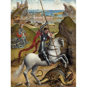 Saint George and the Dragon | Rogier van der Weyden | 1435 Renaissance Catholic Poster Print