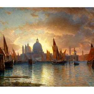 Santa Maria della Salute, Sunset | William Stanley Haseltine | 1885 Venice Painting Print