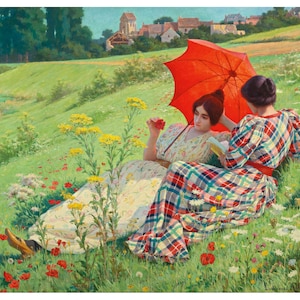 A La Campagne/In the Countryside / Ludovic a Alleaume / 1896 Impresión de pintura de picnic en el campo francés
