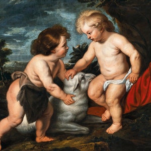 The Christ Child with Infant Saint John | Peter Paul Rubens | 1620 Biblical Poster Print
