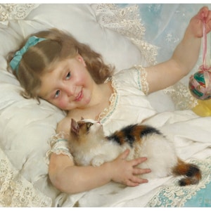 Baby Cat & Ball | Emile Munier | Nursery Painting Print