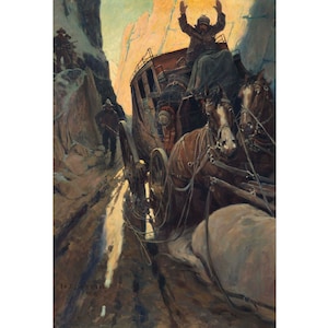 Hands Up! | N.C. Wyeth | 1906 Wild West Print