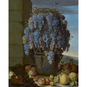 Still Life with Grapes and Other Fruit | Luca Forte | 1630 Baroque Poster Print