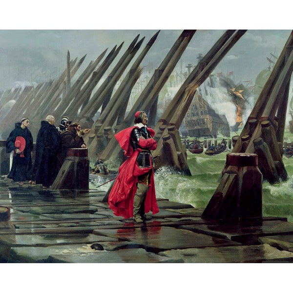 Cardinal Richelieu at the Siege of La Rochelle | Henri Paul Motte | 1881 Historical Poster Print