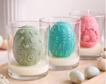 Easter Egg Candle Set | Spring Soy Wax Candles | Pastel Sage, Blue & Pink | Giftable Easter Decor | Clean Burning Candle | Limited Edition