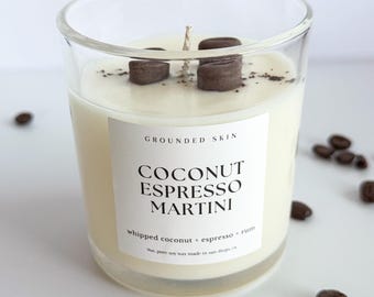 Coconut Espresso Martini Scented Pure Soy Wax Candle | Natural Eco-Friendly Holiday Candle