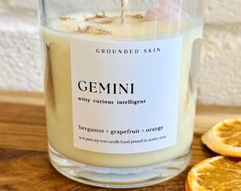 Zodiac Astrology Birthday Crystal Candle: Personalized Astrology Gift with Essential Oils
