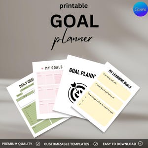 Goal Planner Digital Download - Undated Hyperlinked PDF for iPad, GoodNotes and Notability - Goal Setting & Tracking, Productivity Planner