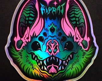 Holografische + UV-buitenaardse vleermuissticker