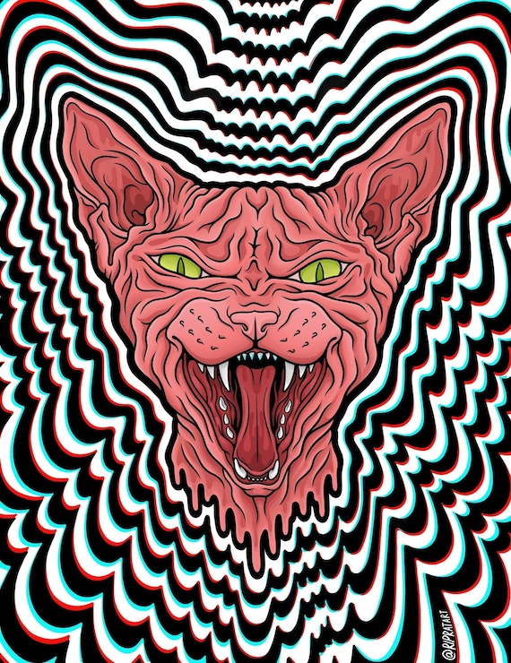 Trippy Sphynx Art Print - Etsy