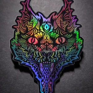 Holographic Rainbow Tripcat Sticker
