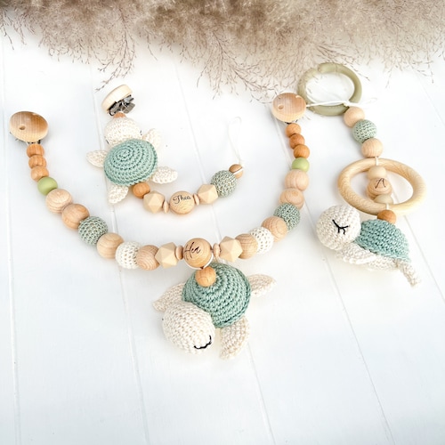 Schnullerkette Nuckelkette mit Namen Beißring Silikon Set Babygeschenk 