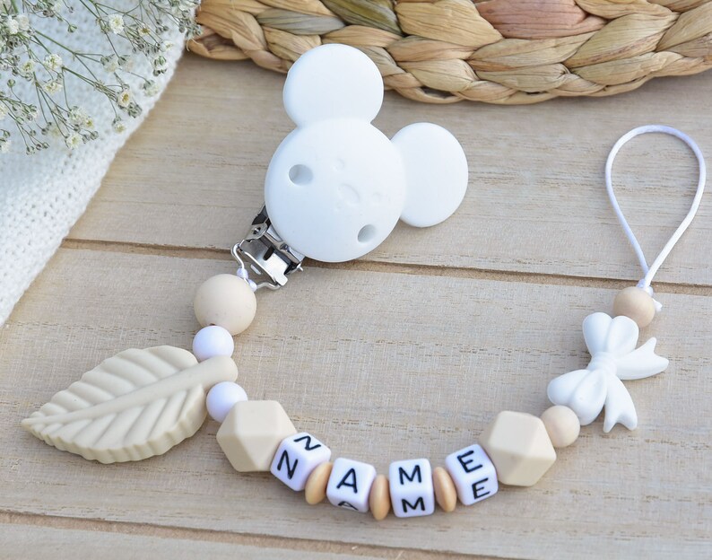 Silicone Set Minnie Mouse Pacifier Chain Name Griffon Stroller Chain Pendant Mouse Grey Blue Baby Tooth Gift Birth Boy Girl