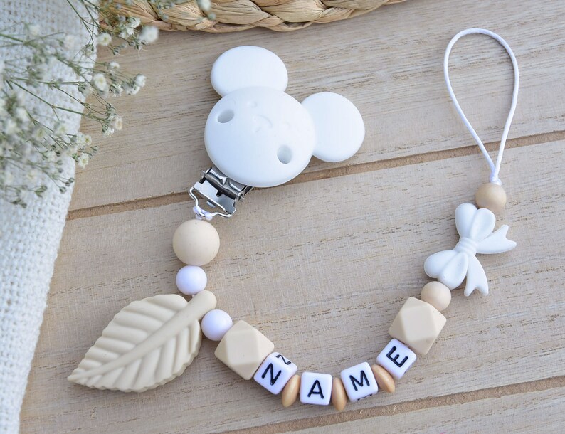 Silicone Set Minnie Mouse Pacifier Chain Name Griffon Stroller Chain Pendant Mouse Grey Blue Baby Tooth Gift Birth Boy Girl