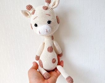 Kuscheltier Giraffe in Natur für   Baby Mädchen Junge Amigurumi handgefehäkelt ca 30 cm groß Geschenk zur Geburt Kuscheltier