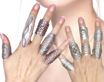 Lange brede grote volledige vinger grote dikke verstelbare statement ringen filigraan ring Boho Boho ringen voor vrouwen