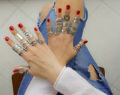 Adjustable Silver Stacking Knuckle Ring Chunky Long Tube Ring Edgy Rings Silver Cuff Signet Rings Statement Wide Band Ring