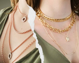 Layered Necklace Set Gold Chain Necklace Set 3 Layer Necklace 4 Layer Necklace for Women Rose Gold Dainty Layered Necklace Set Dainty Choker