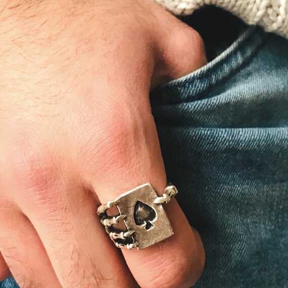 Ace of Spades Skull Ring Gambling Poker Ring Black Jack Clubs Ring Spades Ring Cards Ring Biker Poker Gift Gambling Gift Rings for Men Etsy UK