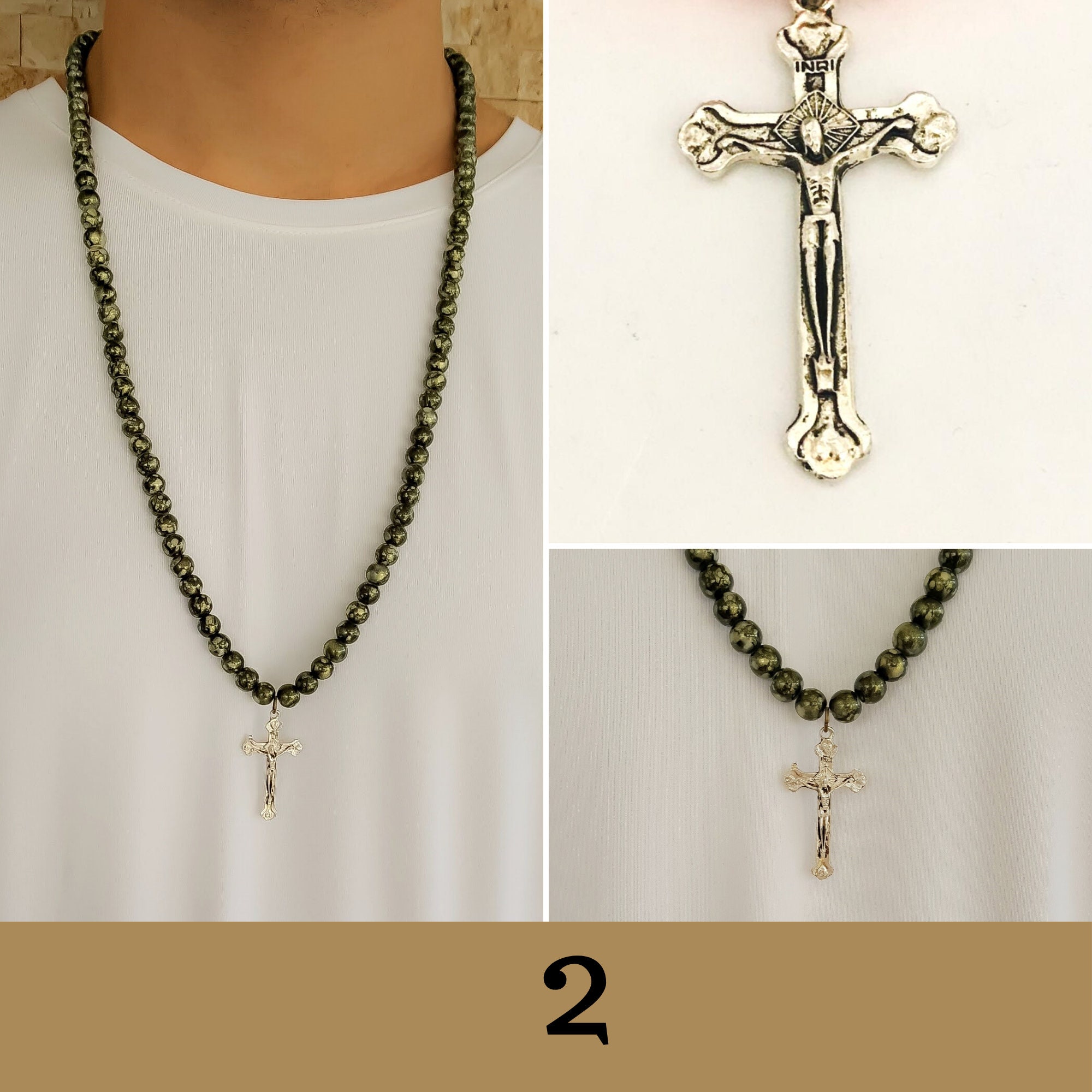 Beaded Long Cross Necklace Men or Women Religious Gifts Etsy