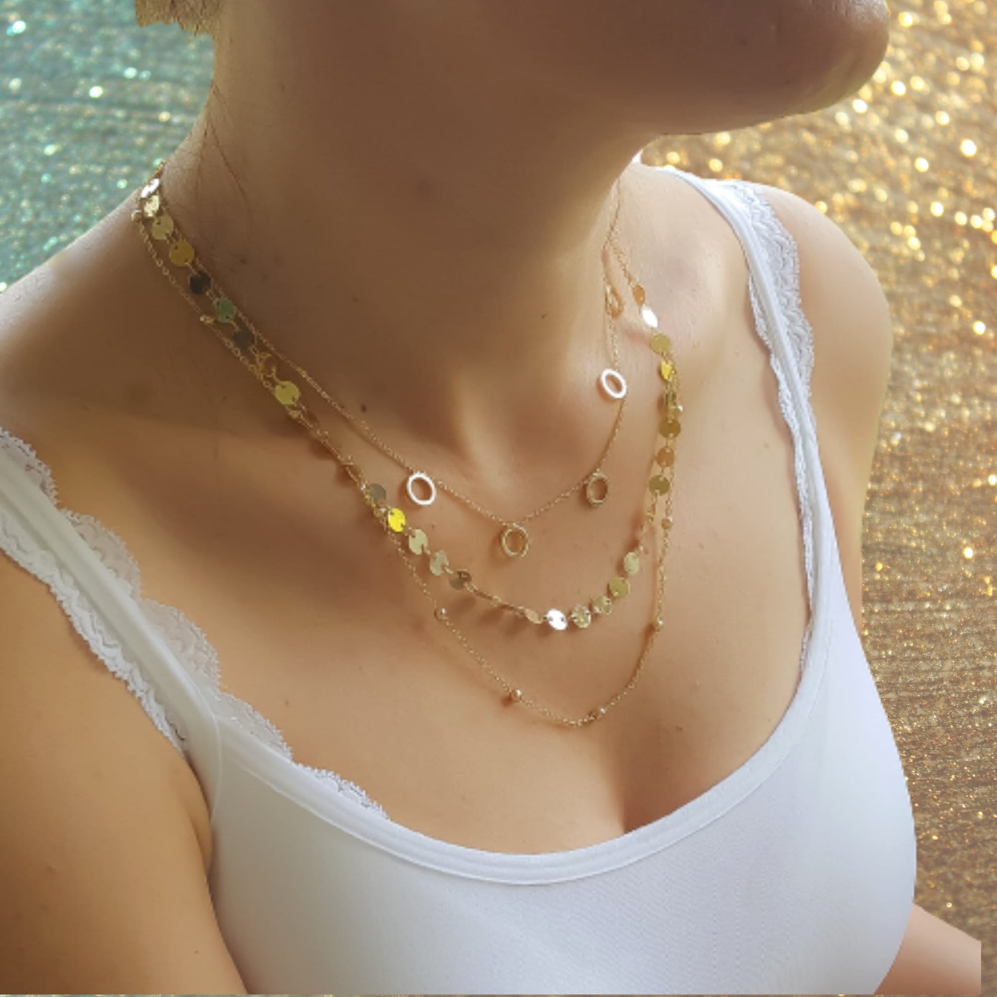Stack Necklaces for Women Silver/gold 3 Layered Necklace Multi 