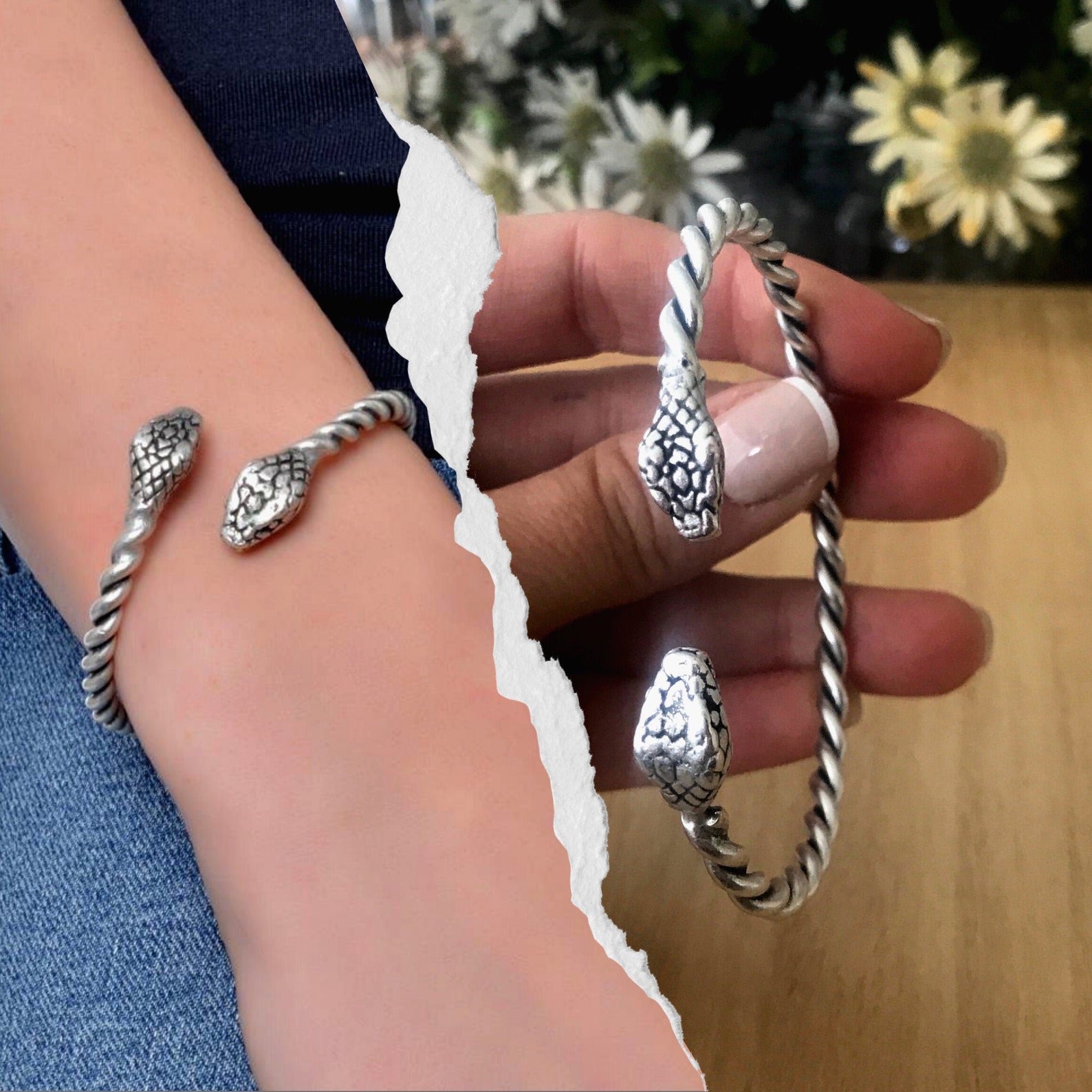 Sterling Silver Snake Cuff Bracelet for Men or Women Snake Etsy