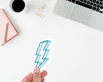 Teal and Blue Lightning Bolt Sticker