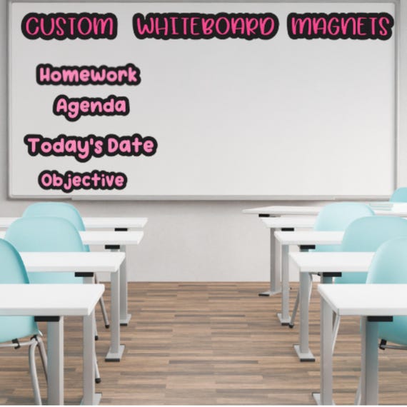 Custom White Board Magnets | Set of 4 Magnets | Teacher Homeschool Classroom Tools | Personalized Vinyl Magnets| Black Background
