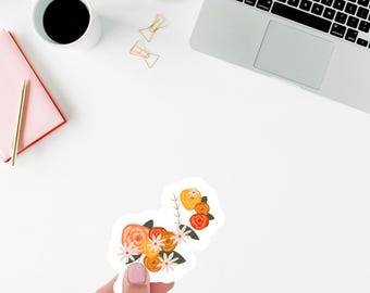 Pink Orange Floral Bouquet Sticker