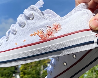 Floral Sakura Flower Converse/MUJI Embroidered Shoes ｜ Original Design ｜Available in 2 Colours｜Best Gift for Her/Him ｜Kawaii Shoes Design
