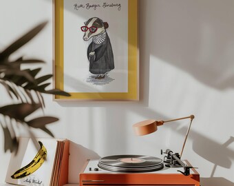 Print “Ruth Badger Ginsburg” – RBG Pun Series, Law Office Art, Lawyer Gift, (5x7)