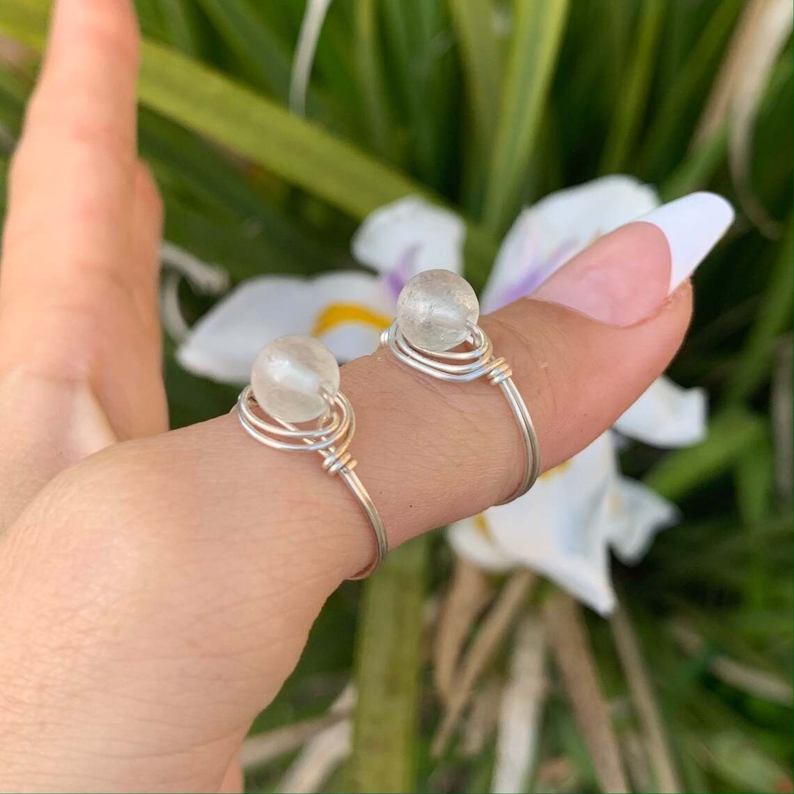 Clear Quartz Silver Ring Etsy
