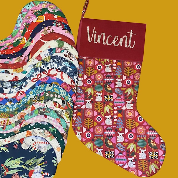 Personalised Christmas Stocking | Handmade Cotton Stocking | Custom Festive Ornament | Family Holiday Tradition
