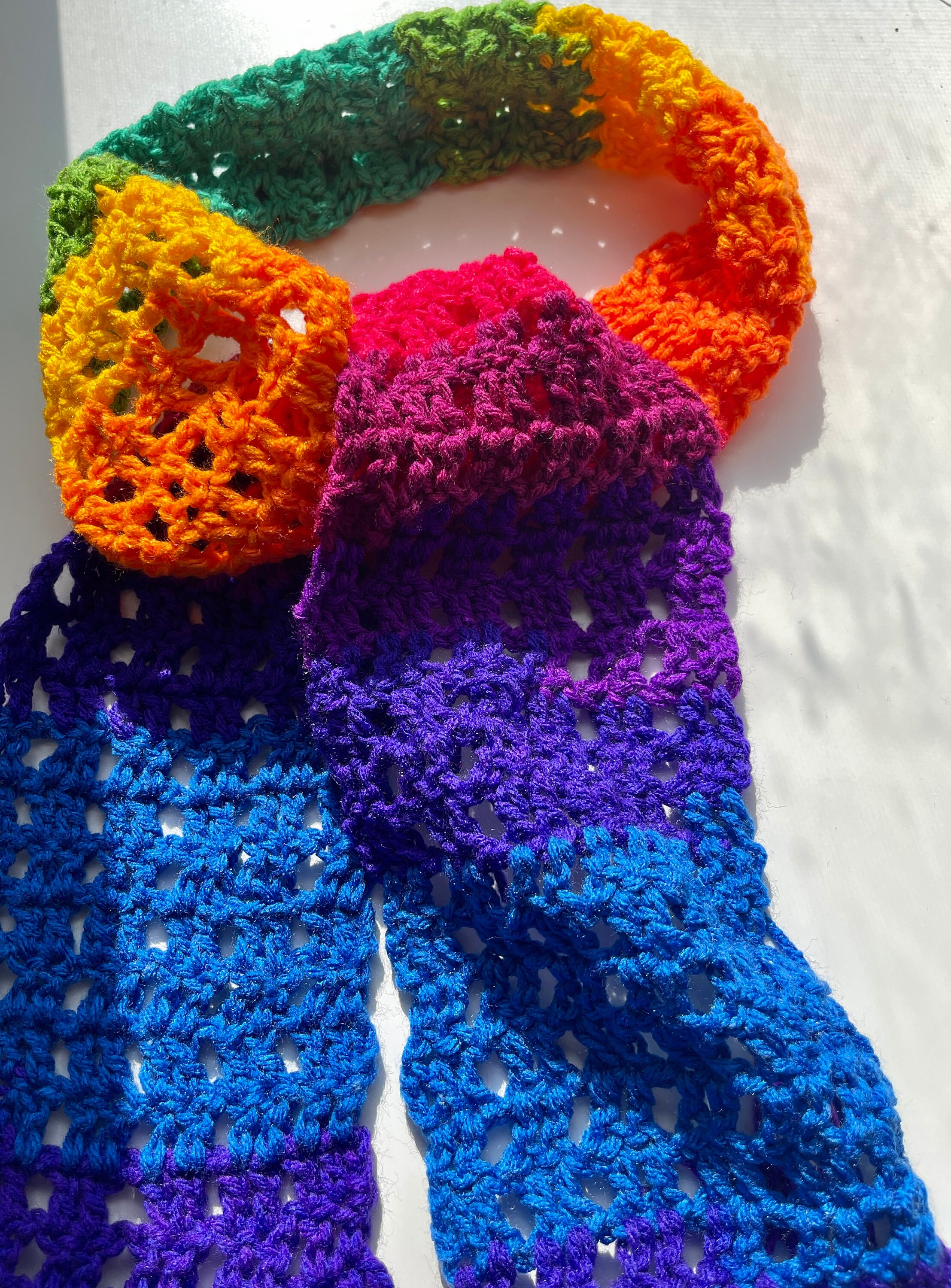 Rainbow Crochet Scarf Ombre - Etsy UK