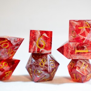 Full Sharp-Edged DnD Bloody Dice Set for TTPRGs - &quot;Tarnished Blood&quot;