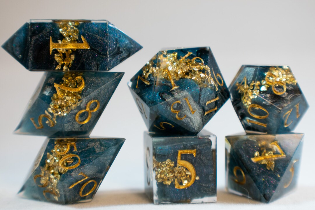 Full Sharpedged Dnd Geode Dice Set for Ttprgs gold Etsy Canada