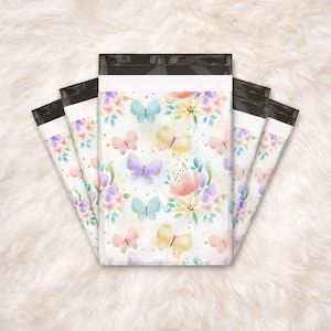 10x13 Designer Butterflies, Summer, Fun Poly Mailers Patterned Thank You Plastic Envelope Water Resistant, Tear Proof, Mailing Envelopes
