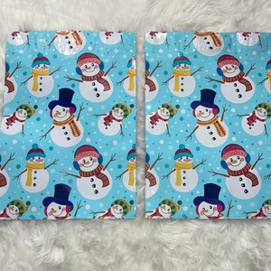 10x13 Designer Dancing Snowmen, Christmas Poly Mailers  Plastic Envelope Water Resistant, Tear Proof, Mailing Envelopes