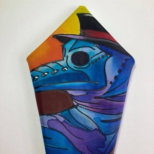 Hand Painted, Steampunk, Pocket Square, Plague Mask, Beak Doctor, Plague Doctor