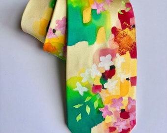 Silk Tie, Necktie, Floral Tie, Abstract Tie, Mens Ties, Mens Accessories, Gifts for Men, Anniversary Gift, Wedding Tie