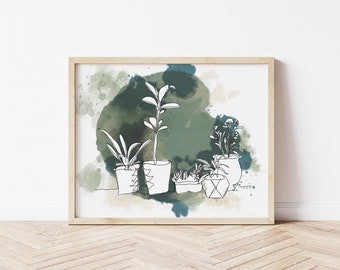 Potted Plants, Wall Art, Instant Download, Printable, House Plants