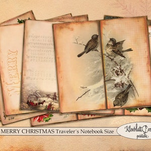 Kerstreisnotitieboekjepagina's, december dagelijks, kerstthema's, digitale kit voor junk journal, printbaar decoratief papier voor junk journal, doe-het-zelf