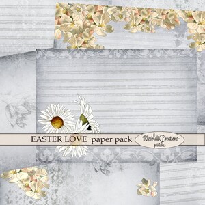 EASTER LOVE Paper Pack, Printable Junk Journal, Feuilles numériques, Scrapbook Paper, Spring Bullet, Pages d’arrière-plan, Téléchargement numérique /A4